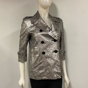 Gryphon The Shrunken Peacoat Silver Crackled Blazer Jacket Medium